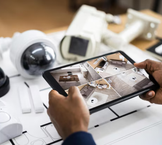 Monitoring security cameras on tablet